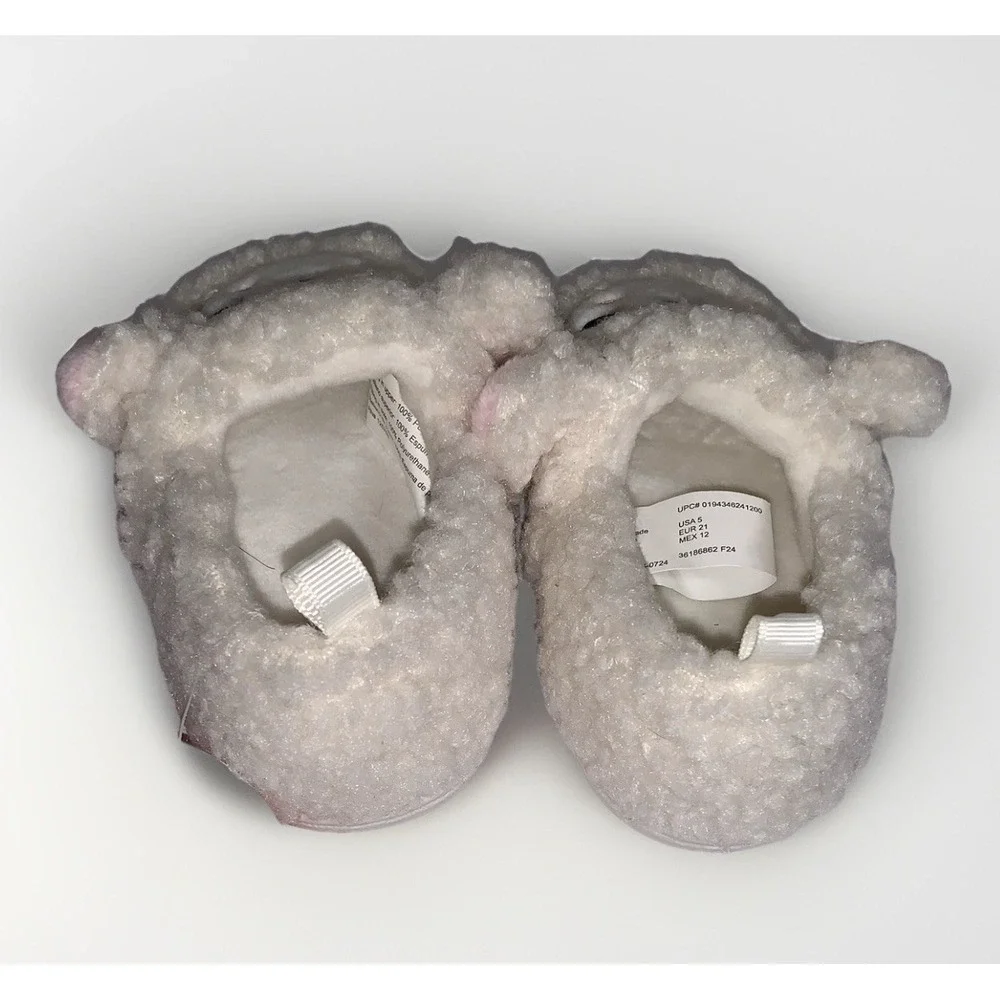 Toddler Size 5 Sweet Little Lamb Slippers Cozy Plush Rubber Sole Kids House Shoe